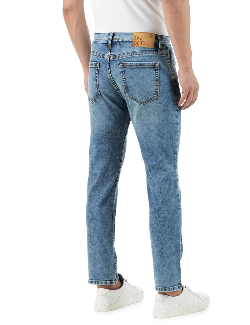 inkd جينز رجالي عادي - متوسط الارتفاع | مزيج القطن | قماش قابل للتمدد | تصميم كلاسيك 5 بوكت